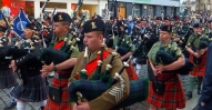 Massed Pipe Band leading Inverness AFD (1)