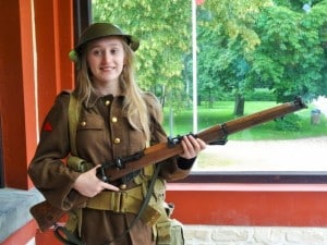 LCpl Erinne Bird in full uniform that would have been worn at Passchendaele