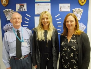 Squadron Leader Joe McAlister RAFVR(T) Wing Executive Officer, Honorary Group Captain Carol Vorderman RAFVR(T) and Mrs Pam Latham-Scott, Office Manager.
