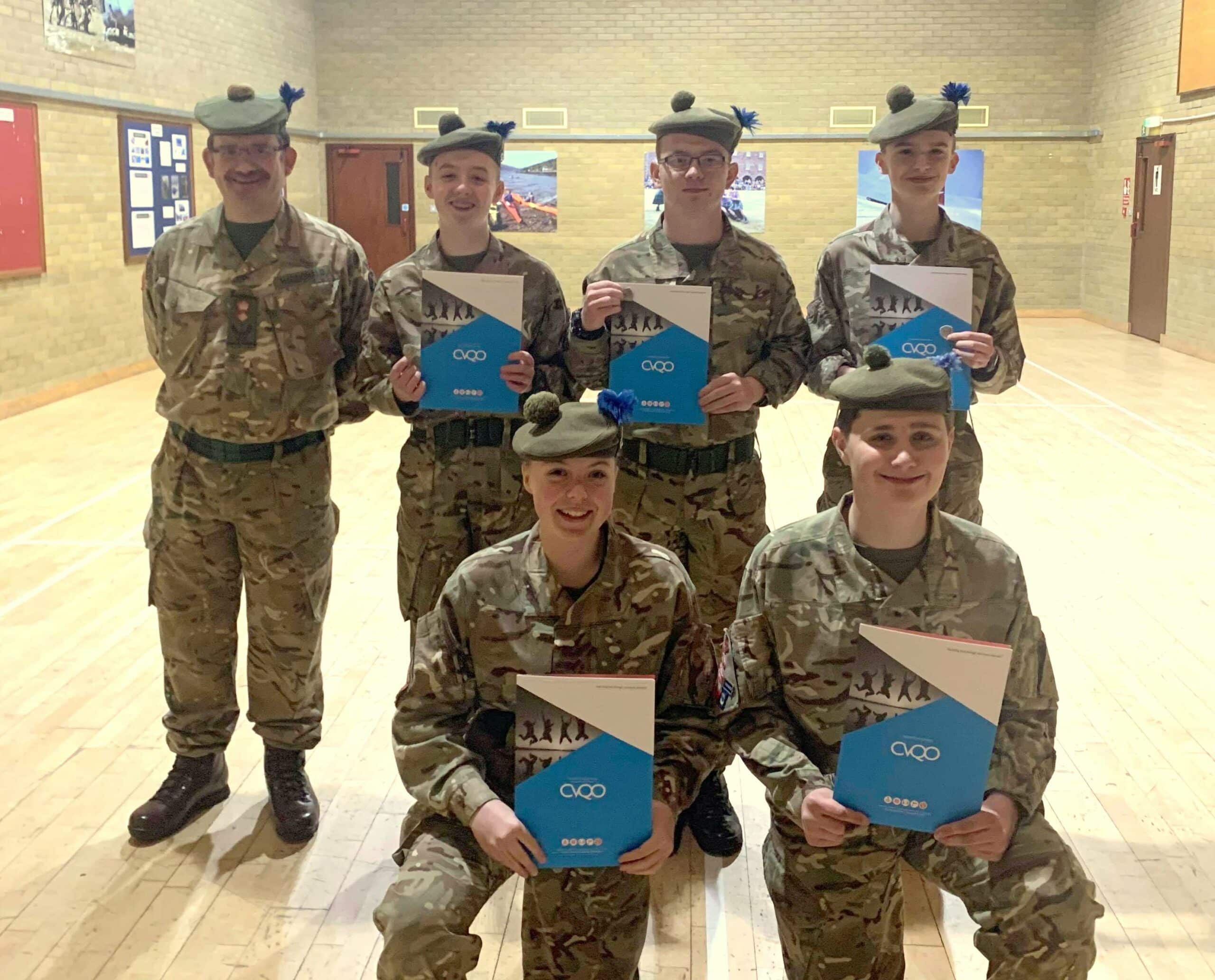 Cadets holding Young Leaders Certificates