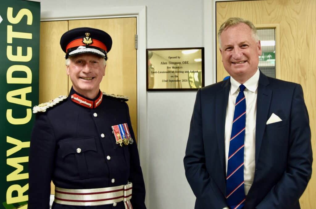 Lord-Lieutenant of Stirling and Falkirk Alan Simpson and HRFCA Chairman Captain Nick Dorman.