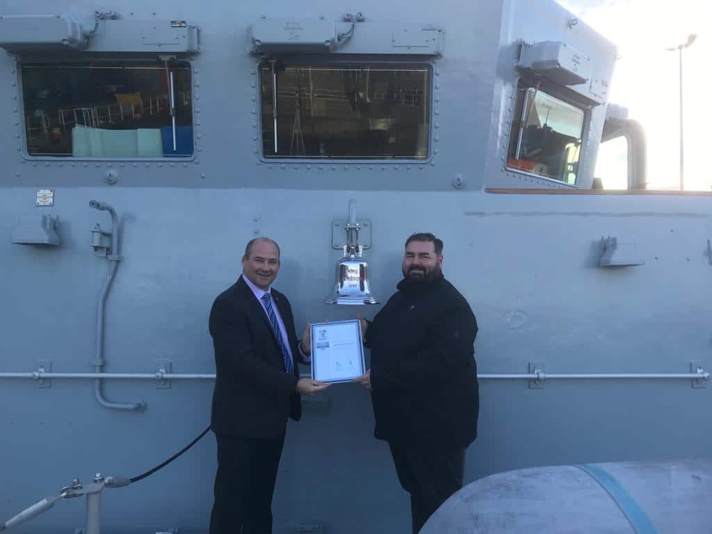 Silver Award presentation on HMS Pembroke.