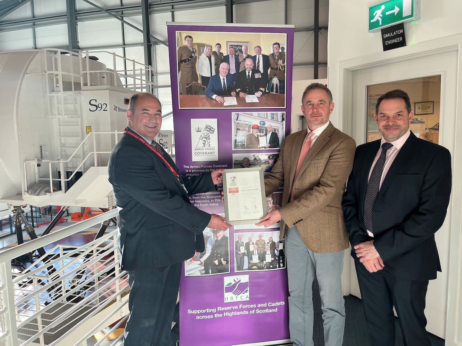 from left, Ray Watt of HRFCA, Neil Ebberson, Director UKSAR at Bristow Helicopters, and Matt Rhodes, Director UK Oil & Gas at Bristow Helicopters.