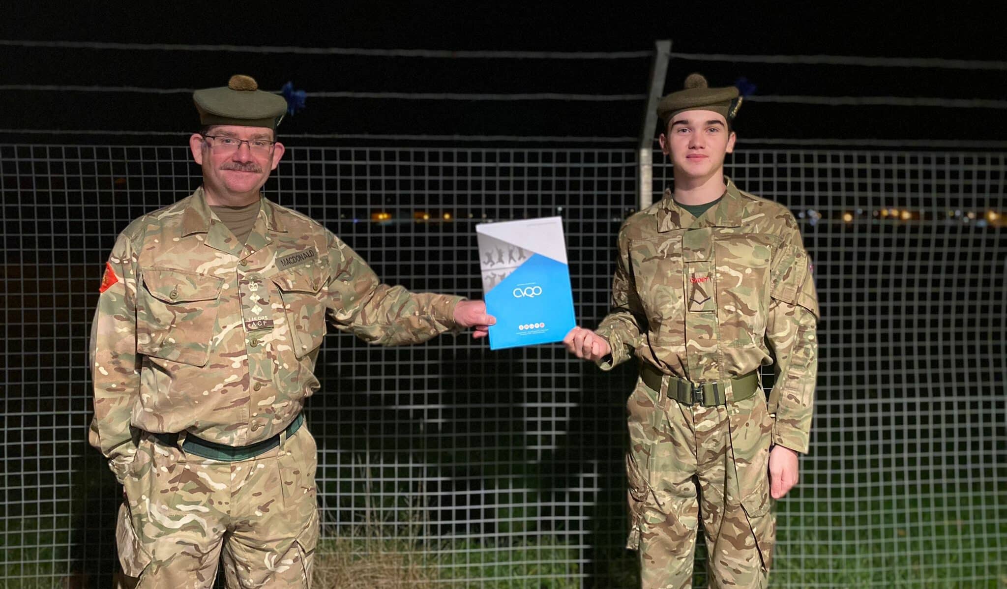 LCpl McLeod-Taylor was presented with his certificate on Tuesday evening by the Battalion’s Commandant Colonel Mike MacDonald.