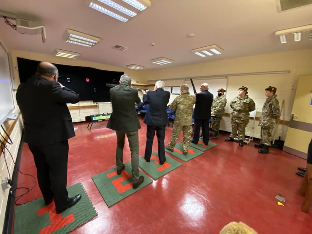 members trying out the Laser Shooting cadet stand