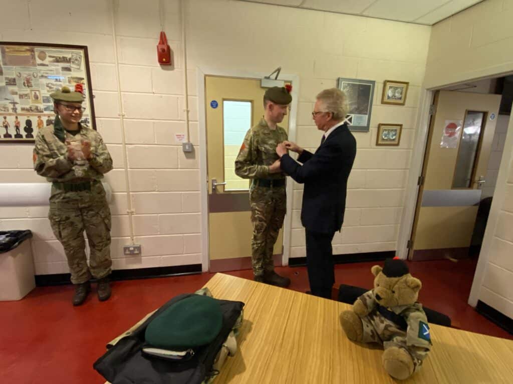 cadet receiving a promotion