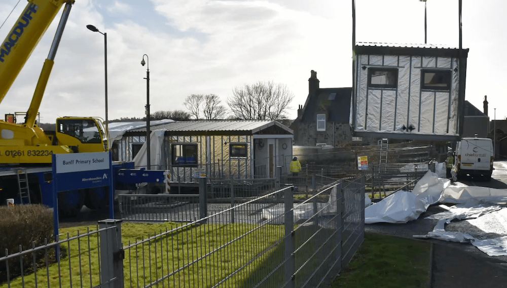 The new Banff cadet building being installed.