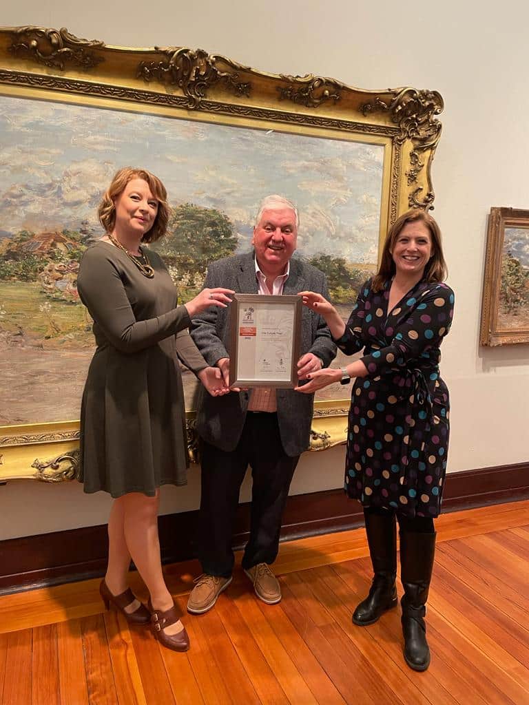 Presenting Bronze to Fife Cultural Trust, to my left Heather Stuart CEO and to my right Kirsty Keay Director Corporate & Commercial Development.