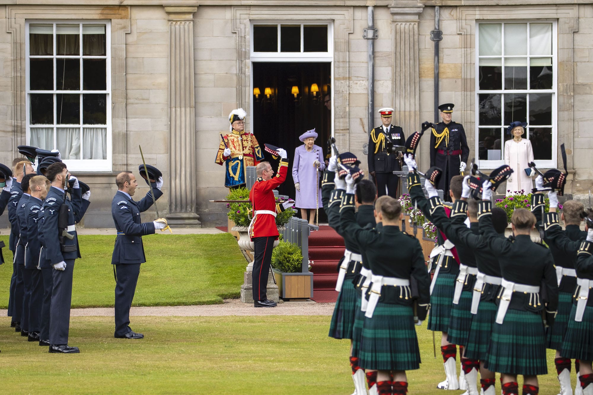 Her Majesty The Queen is saluted during the Act of Loyalty ceremony.