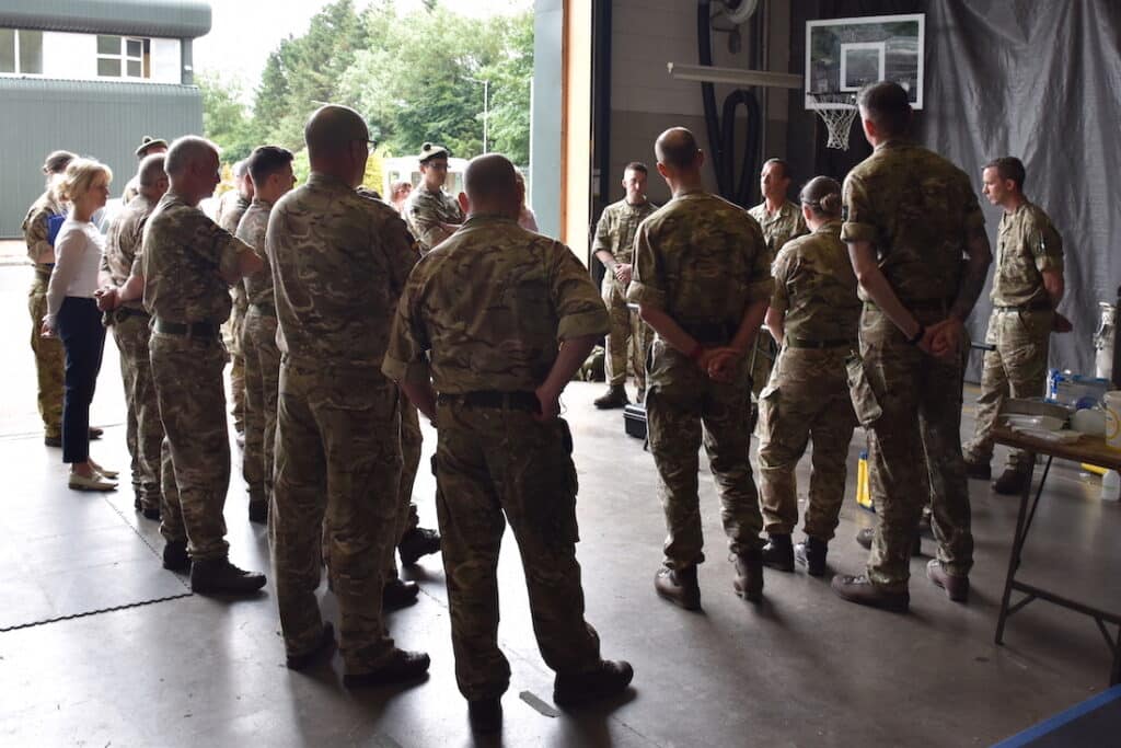 Medics being briefed on the asthma protocols to be followed during the deployment to Nijmegen.