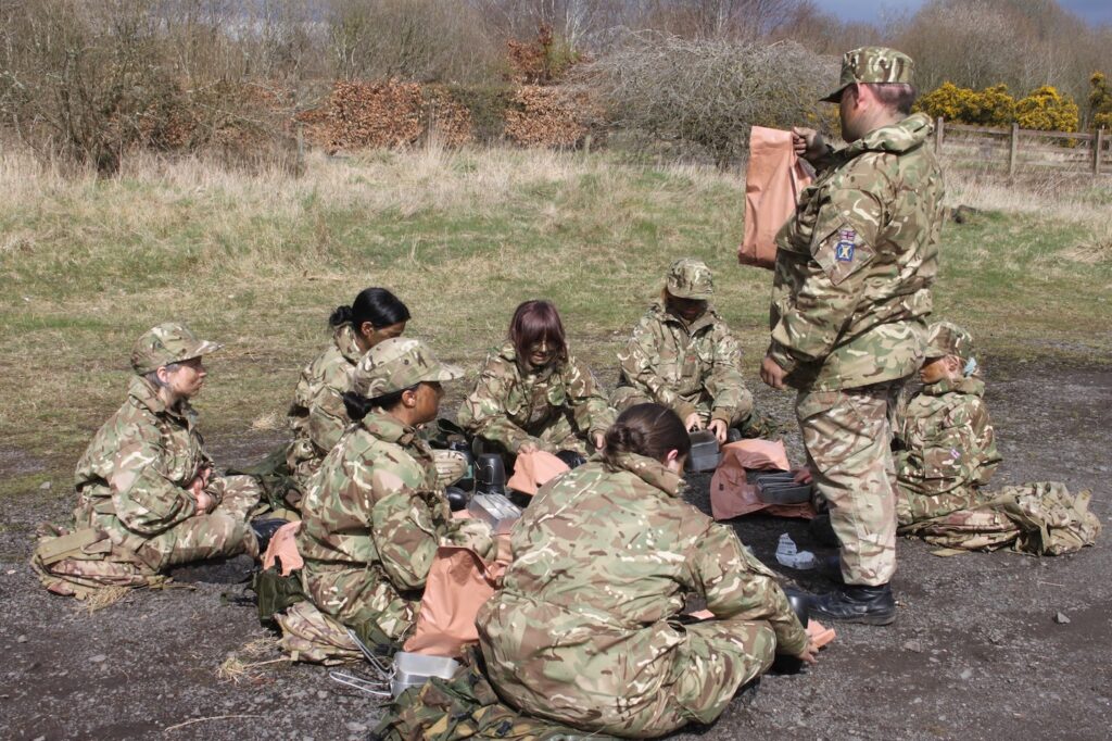 group of cadets having lunch