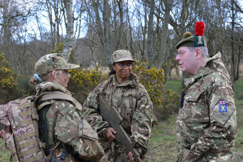 Honorary Colonel speaking to cadets