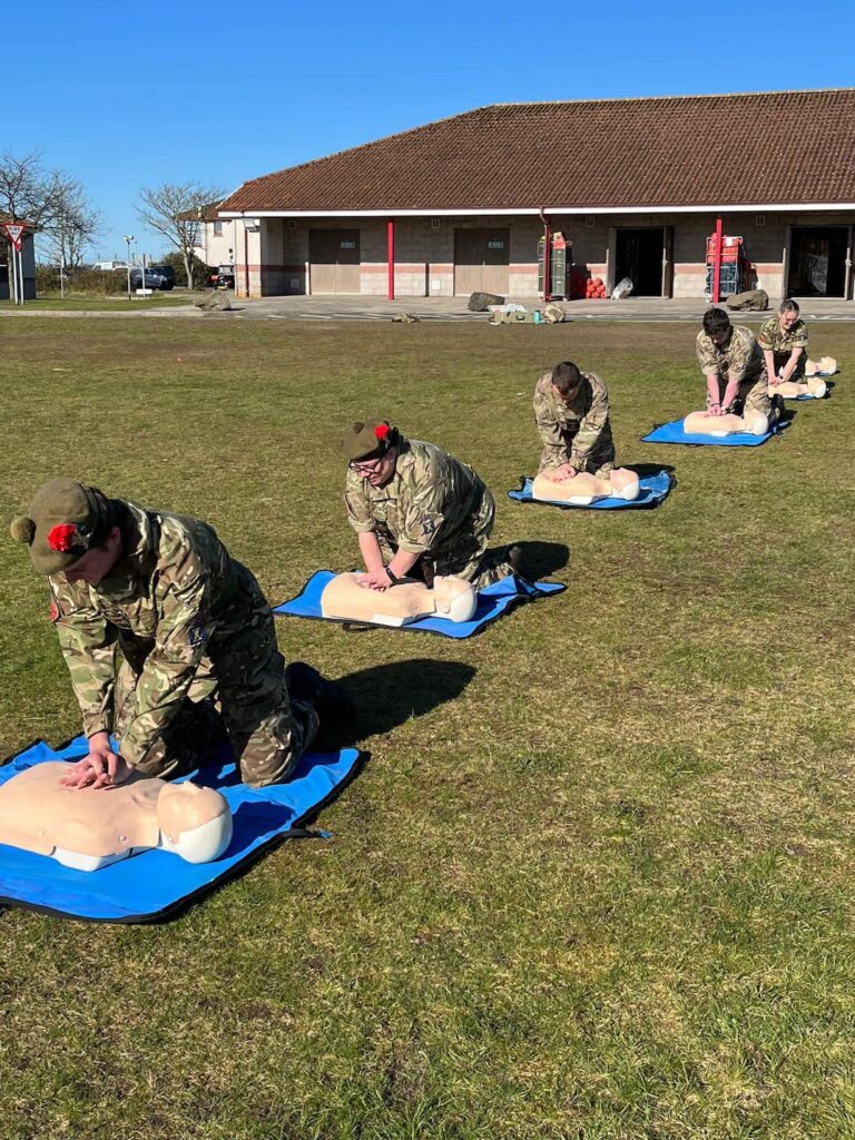 cadets doing first aid training