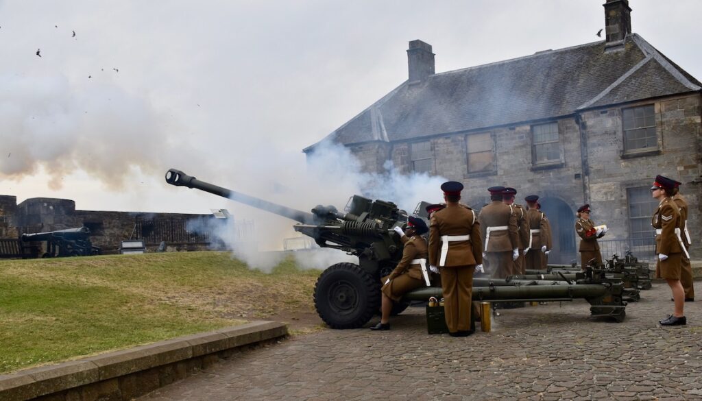Firing the Royal Gun Salute at Stirling Castle.