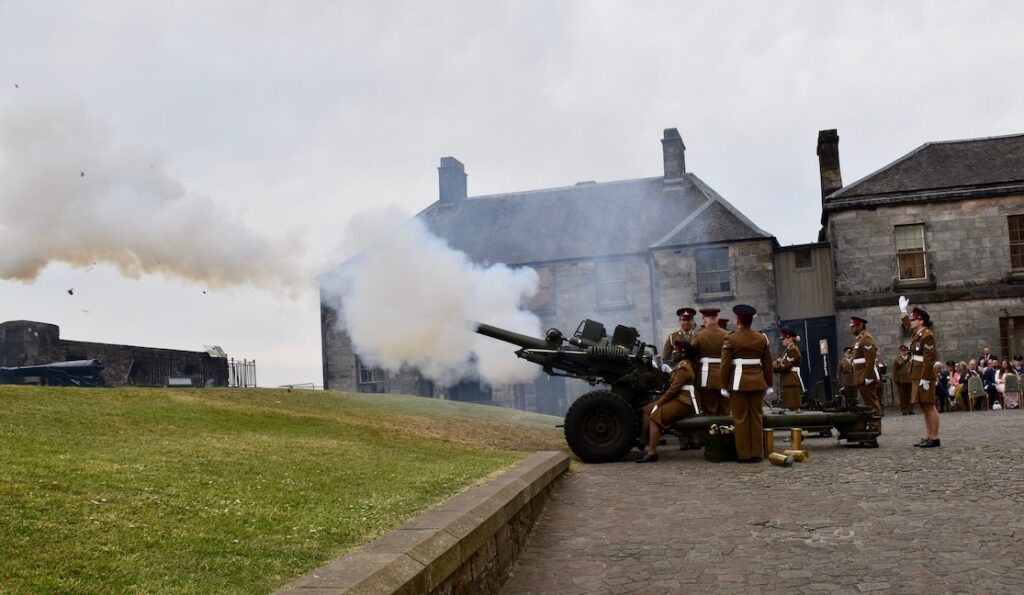 The Troop firing the Royal Gun Salute at Stirling Castle.