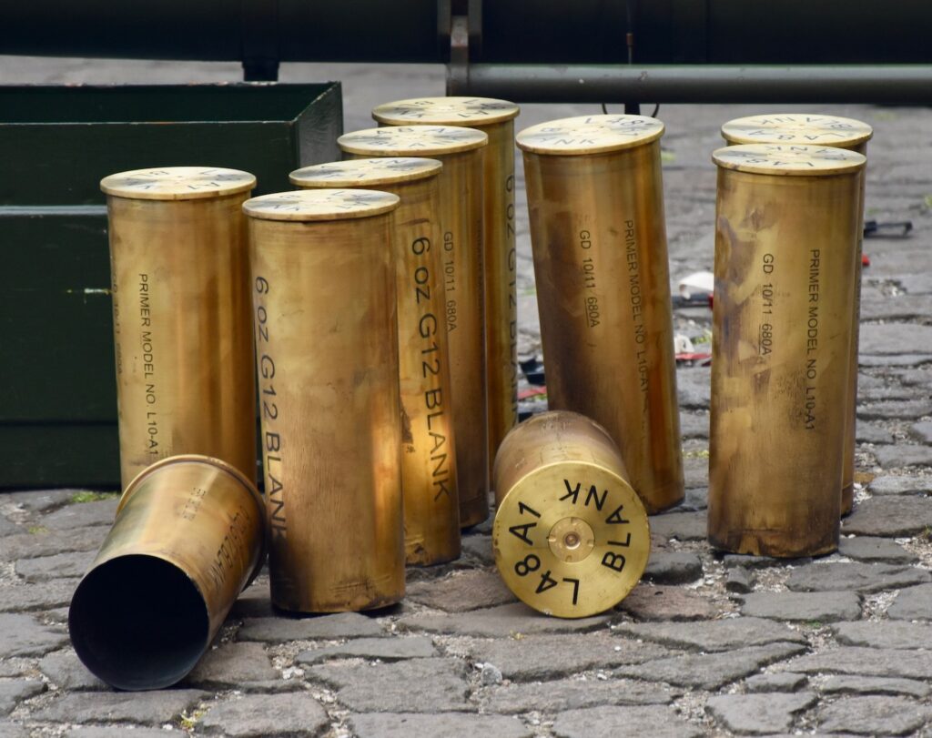 Spent shells after the firing.