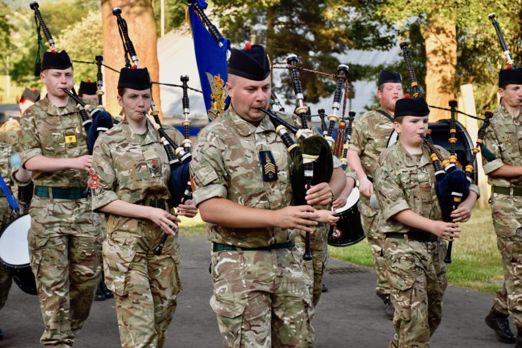 The Pipes and Drums.