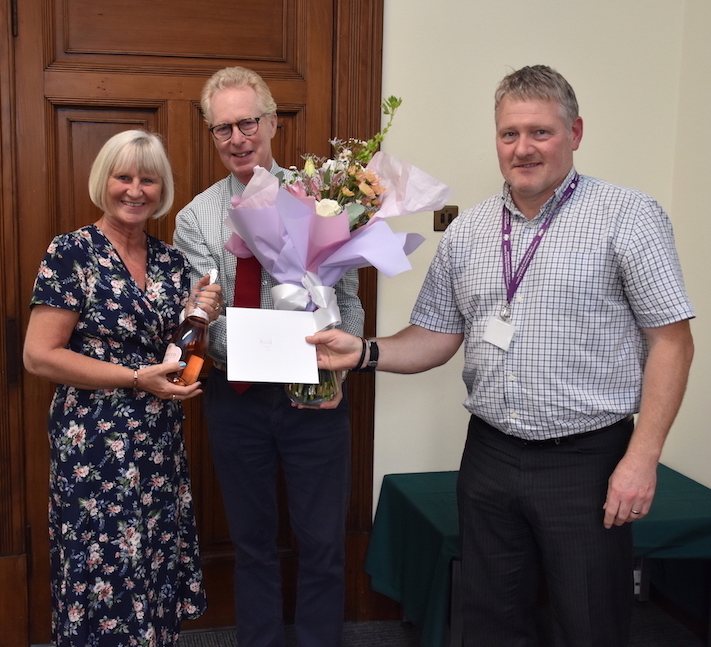 Avril with Chief Executive Brigadier (Retd) Mark Dodson and Head of Business Administration Craig Ansell.