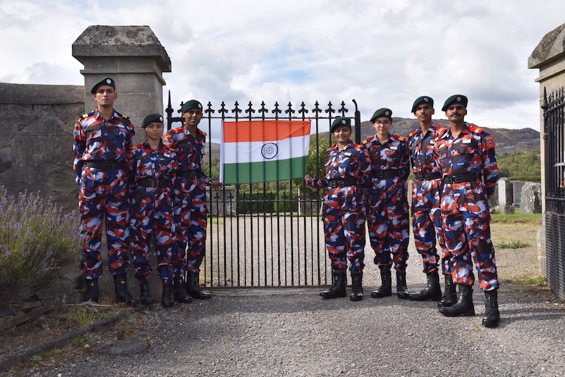 Cadets at the gates to Kingussie cemetery.