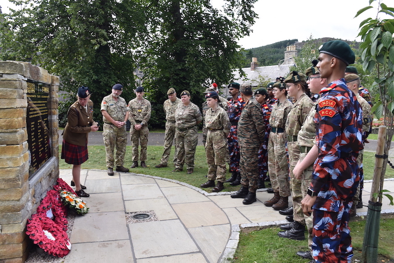 Major Lawrie talks to the cadets about the significance of the memorial.