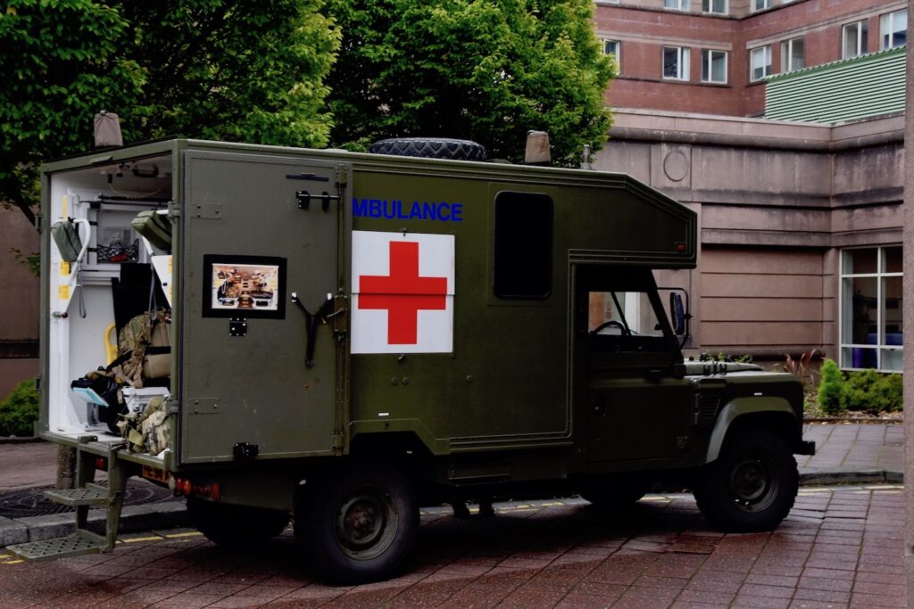 A British Army ambulance.