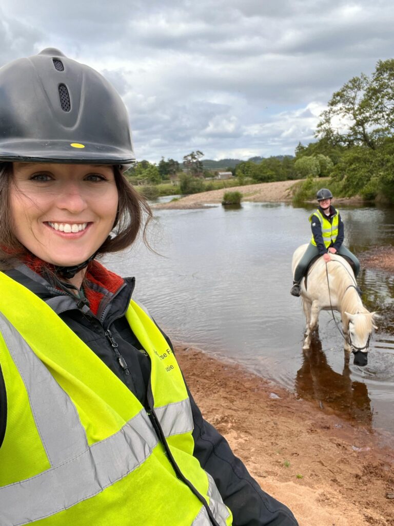 Horse riding.