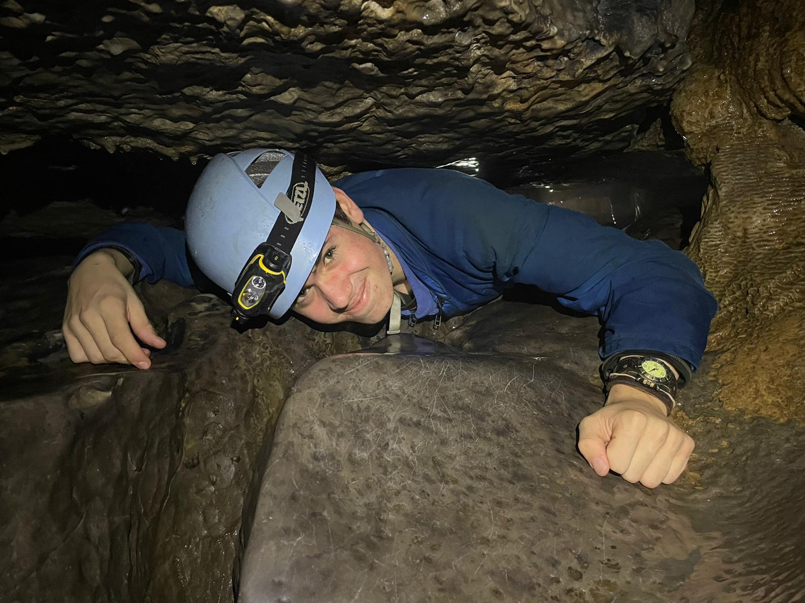 Cadet in horizontal benign cave