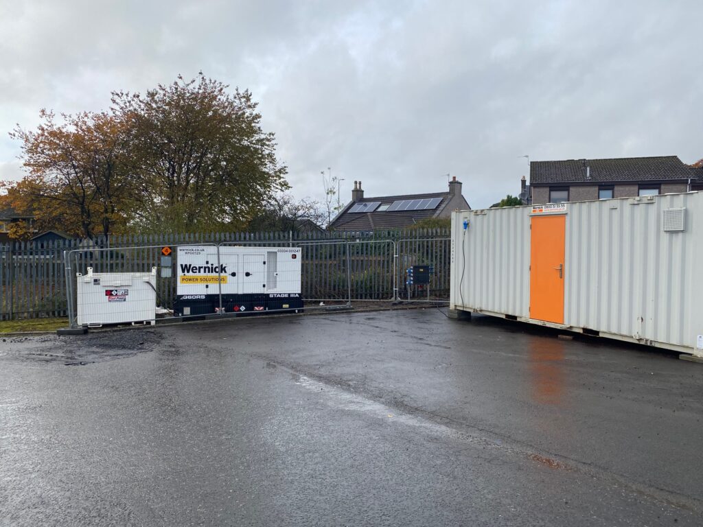 A generator has been set up at the site.