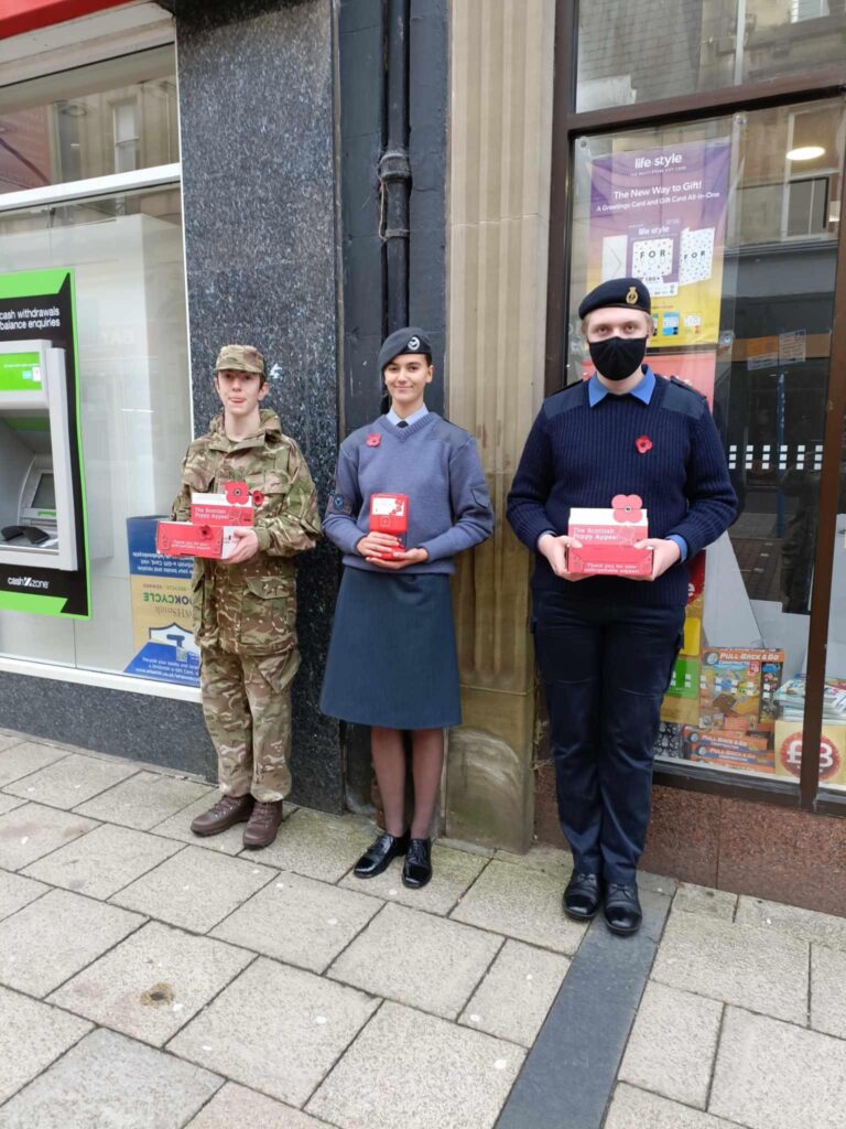 Cadets collecting on Dunfermline High Street.