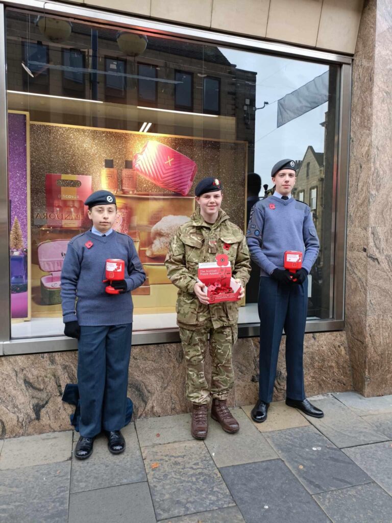 Cadets on Dunfermline High Street during the Poppy Appeal collection.