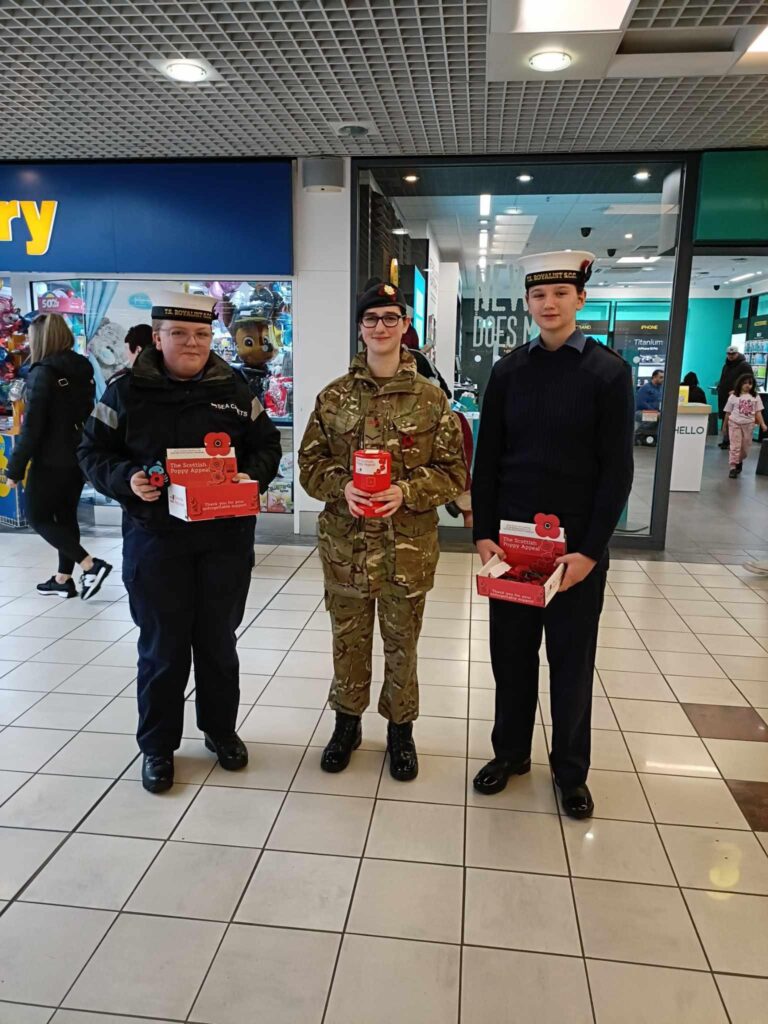 Cadets collecting in the Kingsgate Shopping Centre.