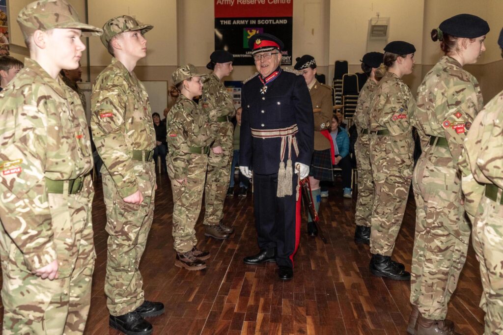 The Lord-Lieutenant inspects the cadets.