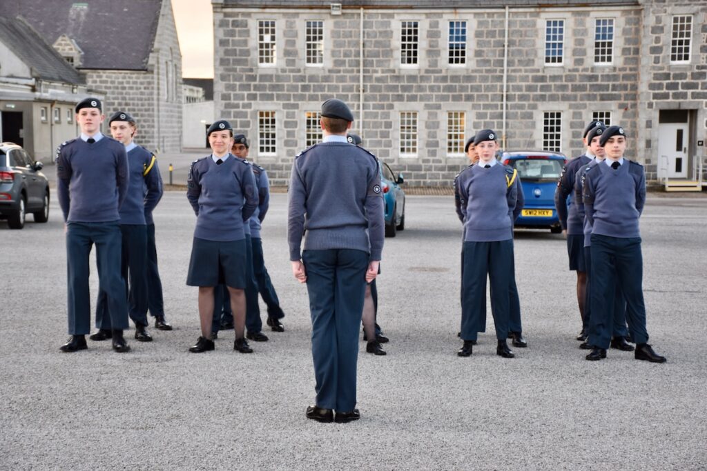 Cadets formed into ranks.