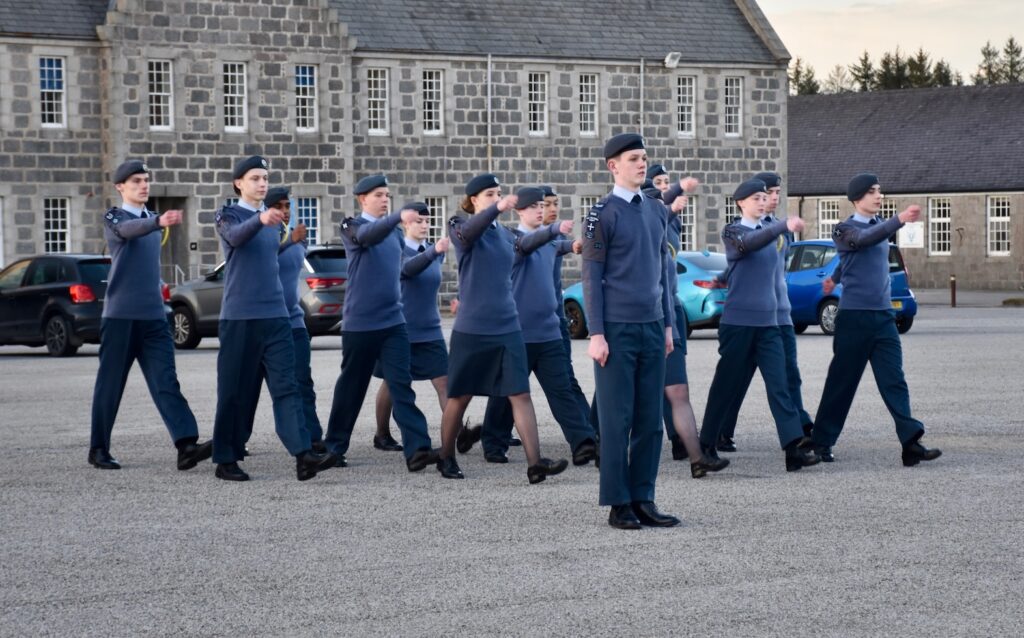 Cadets marching.