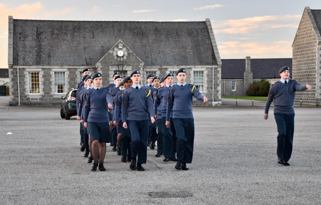 Cadets marching.