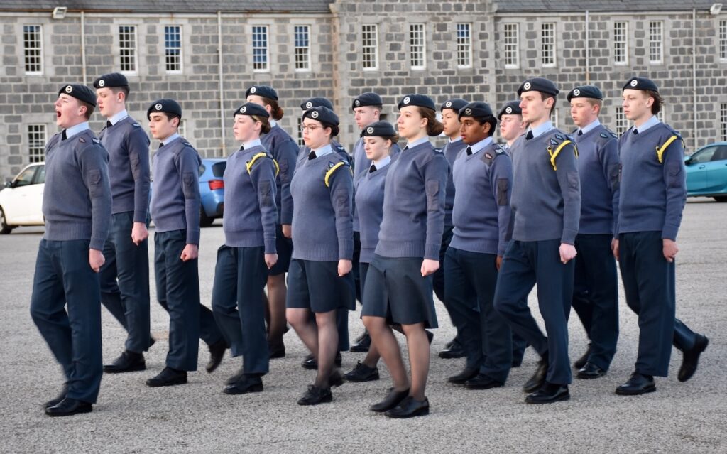 Cadets marching on a parade square.