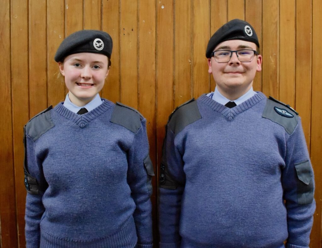 Cadet Mairi Walmsley and Corporal Thomas Graham of the RAF Air Cadets.