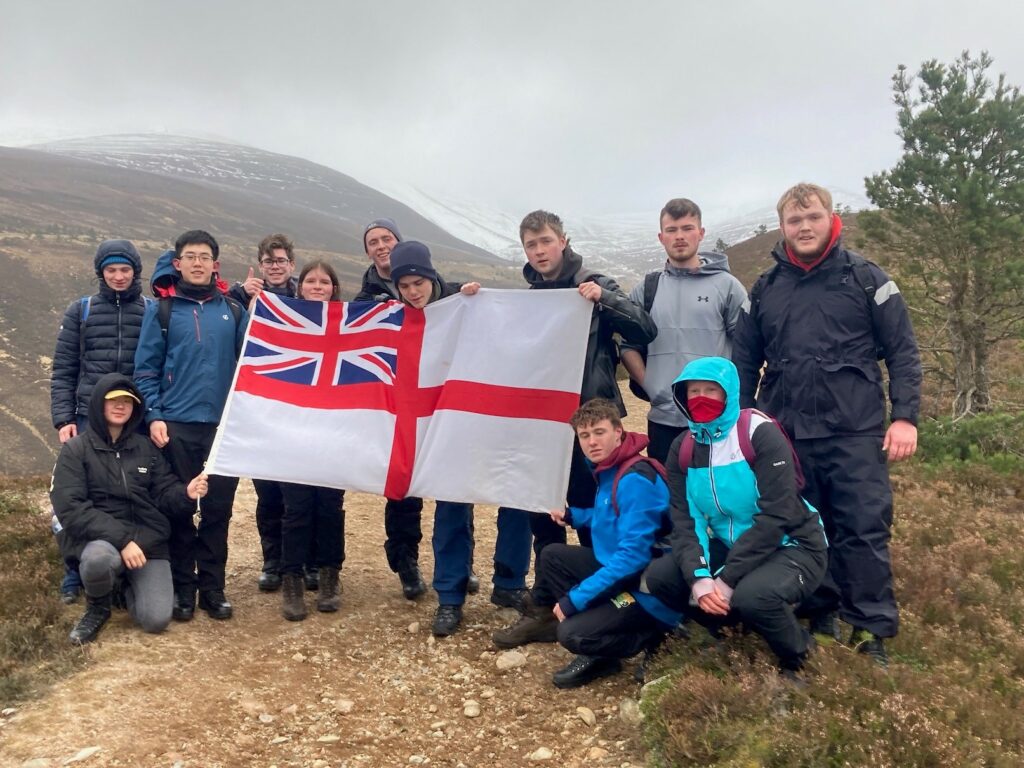 Officer Cadets on a trail in the Cairngorms.