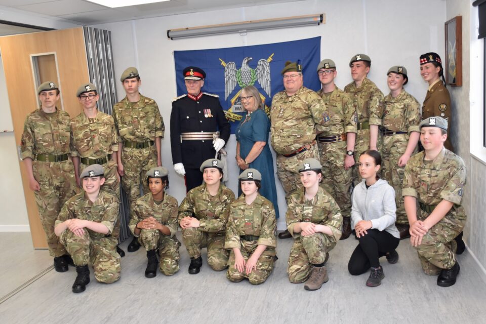 Cadets and adults pose for a picture with the Lord Provost.