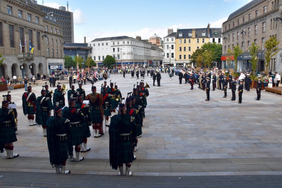 Cadets formed up at City Square in Dundee.