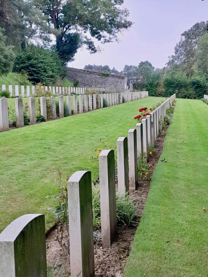 Gravestones at the Franco-British cemetery at St Valery.