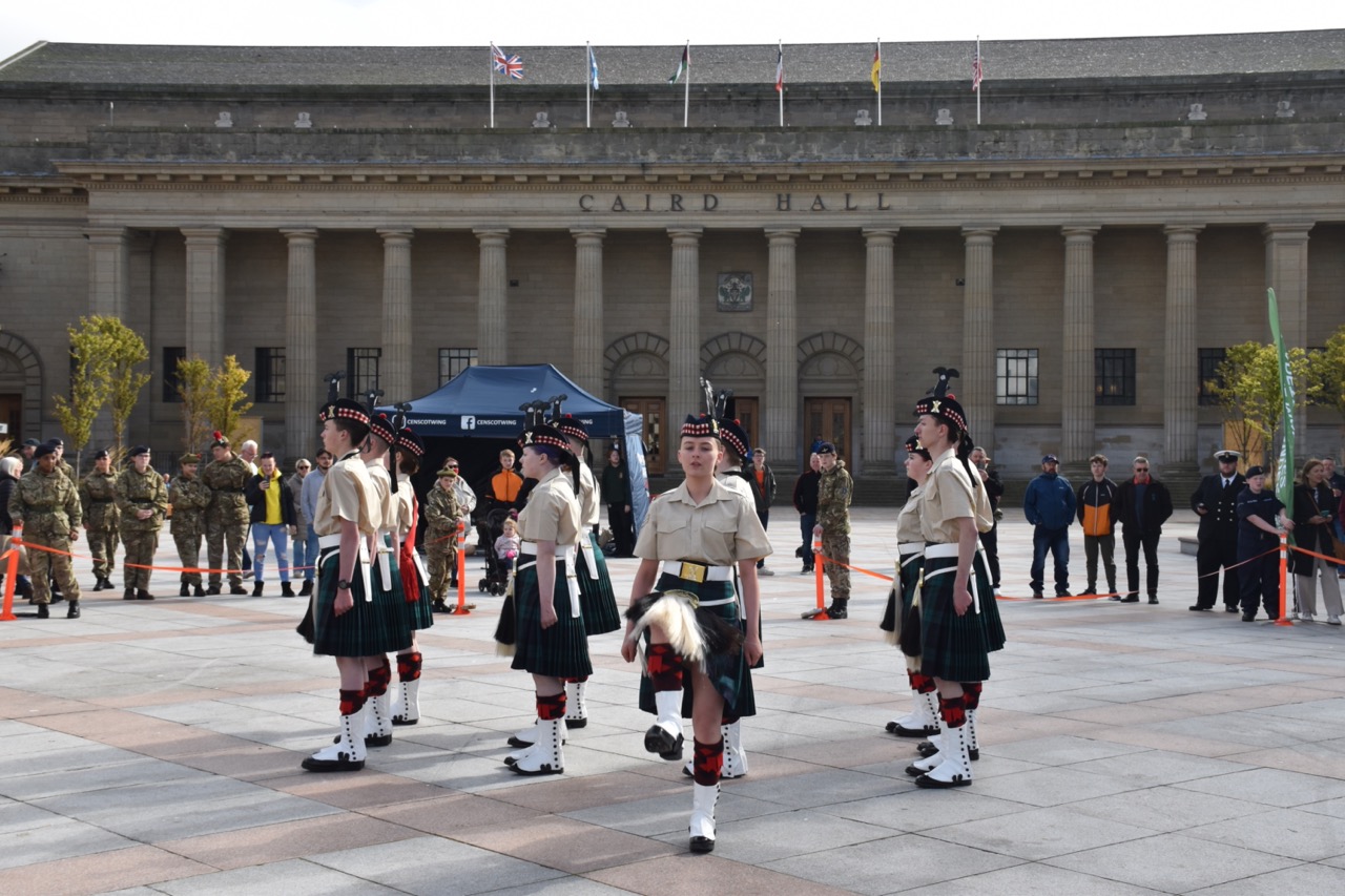 Army Cadets standing to attention.