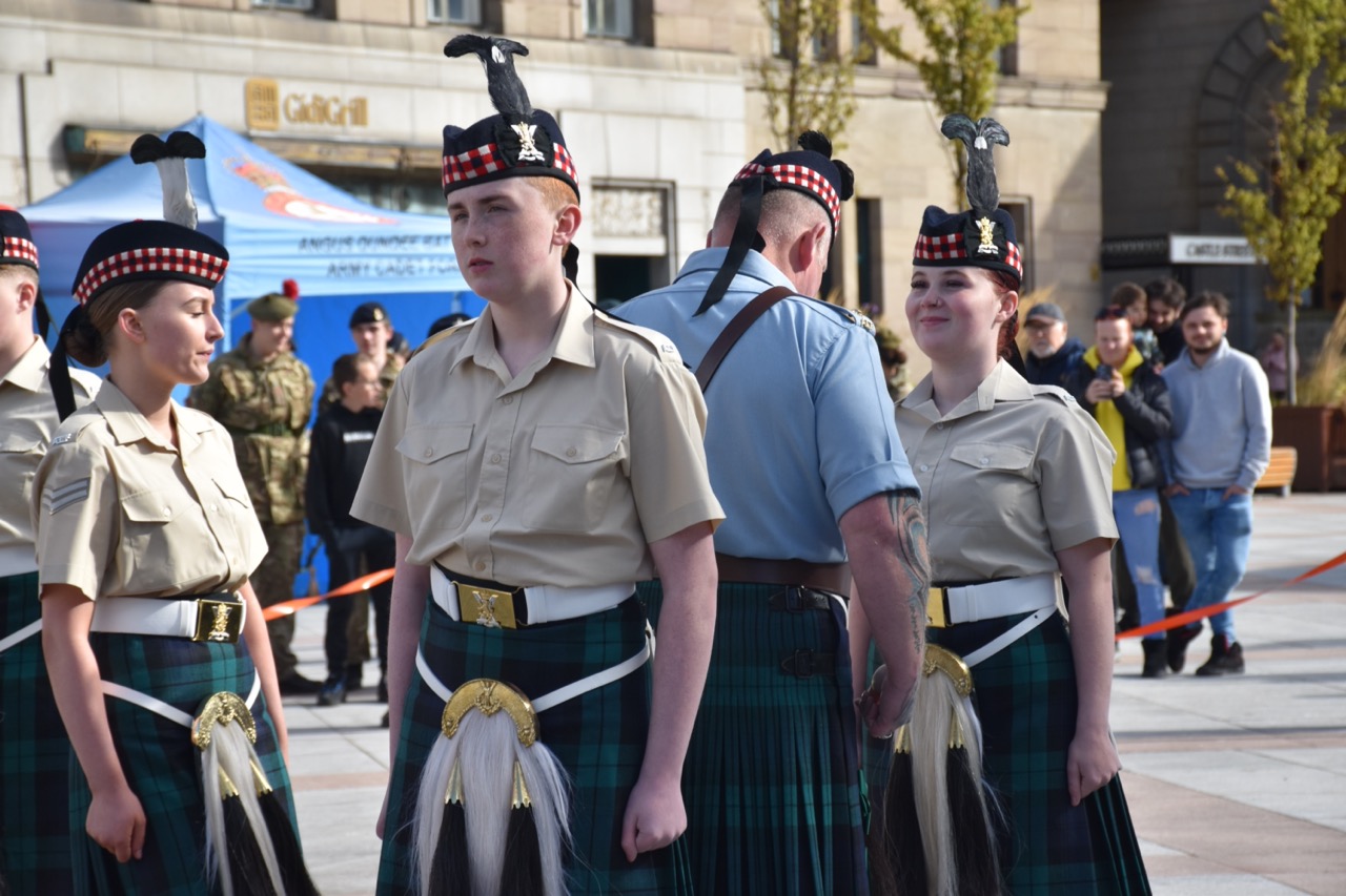 Cadets being reviewed.