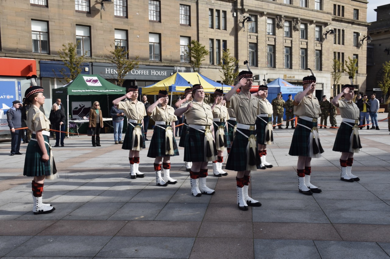 Army Cadets saluting.
