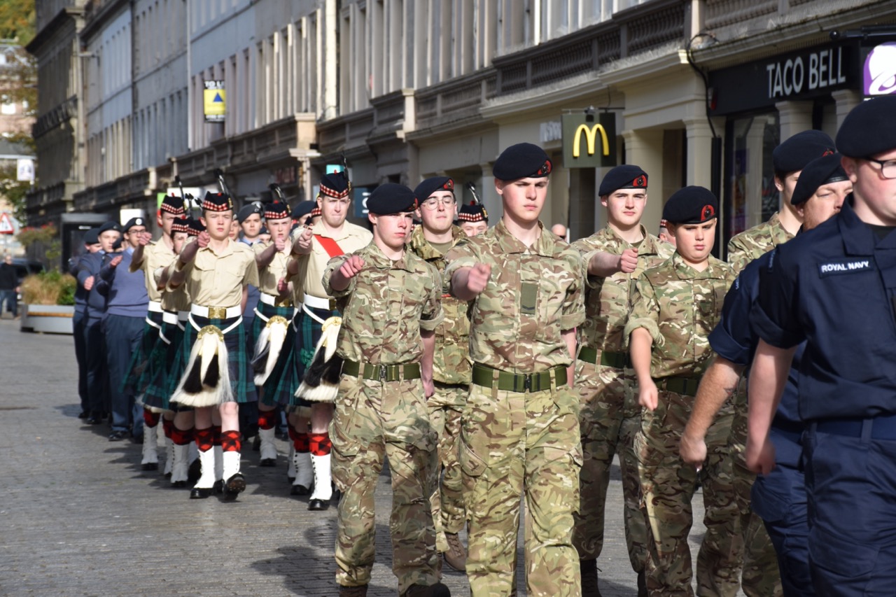 Cadets marching.