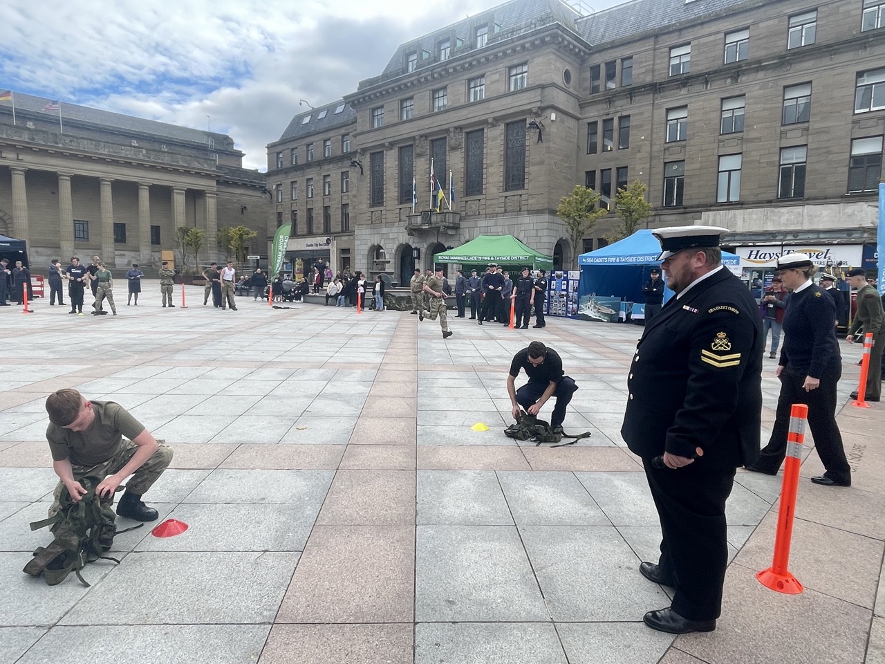 Cadets at the webbing stations.