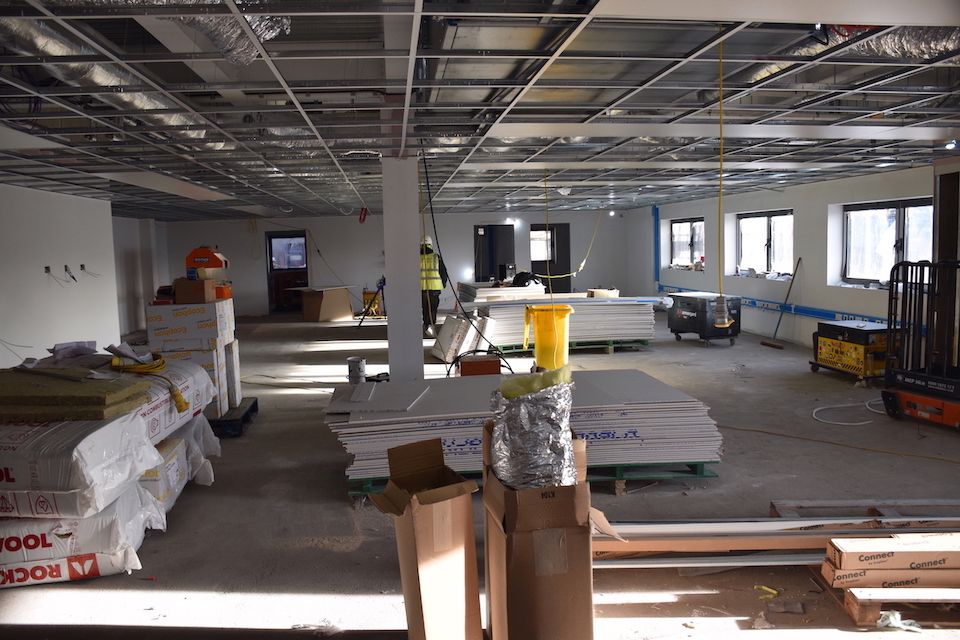 The open plan office space on the second floor.