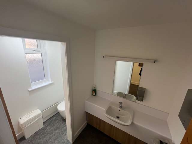 A toilet area.