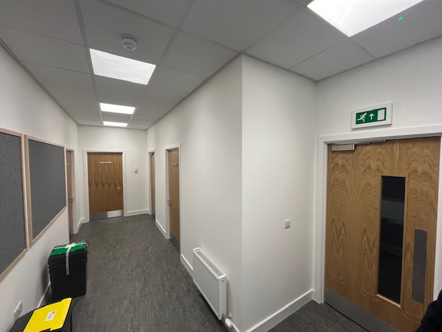 The corridor in the new extension.