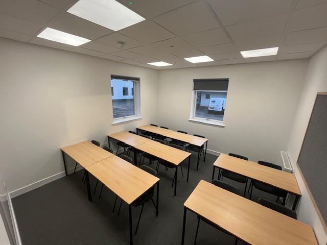A new classroom area with dual aspect windows.